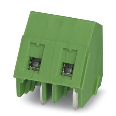 Phoenix Contact PCB Terminal Block; GSMKDSP 1.5/ 2-7.62; 2 Positions; 17.5A; 630V; #26 - 14; Screw w/ Tension Sleeve Connection; Green
